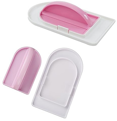 2 Pieces 2-in-1 Cake Smoother Tool Scraper with Handle Detachable Cake Icing Trowel Fondant Icing Smoother Polisher Cake Icing Smoother Cake Surface Smoother for Cakes Decorating, Pink