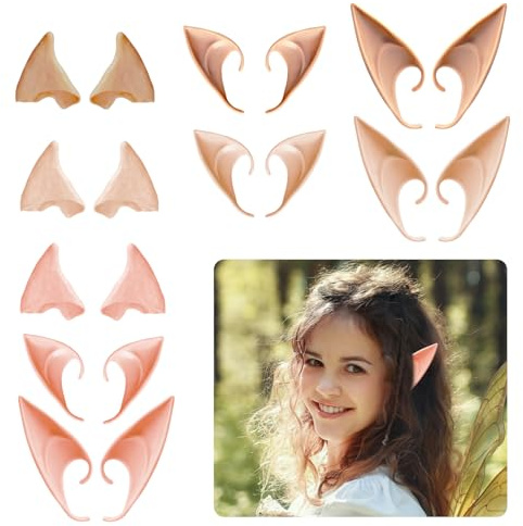 9 Paar Elfenohren,,Weiche Elfenohren für Cosplay Zubehör Halloween Latex Elfenohren für Kinder und Erwachsene,Partydekorationen Zubehör für Halloween,Weihnachts,Elfen-Cosplay,Cosplay Karneval Fasching