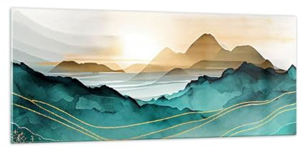 Panorama Bilder auf Glas 100x40cm Glasbild Landschaft Berge Modern Groß Wanddeko Bild im Glas Schlafzimmer Küche Wandbilder Dekoration Wohnzimmer Modern Wall Decor Wand Kunstdruck Art GAB100x40-5706