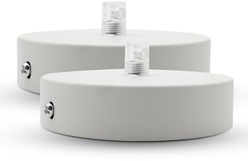 DOJA Barcelona | Rosone Lampadario Soffitto | Bianco | Confezione da 2 pezzi | Rosone per Lampadario da Soffitto 100x25mm | Rosone da soffitto | Metallo | Rosone Soffitto Moderno Rotondo