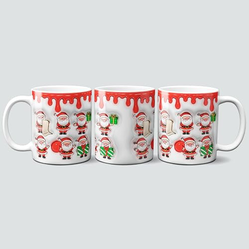 online-hut - Tasse - Kaffeebecher - Weihnachtstasse - Weihnachten - 3D Design - Weihnachtsmann/Geschenk/Wunschzettel - 3D-W15-1