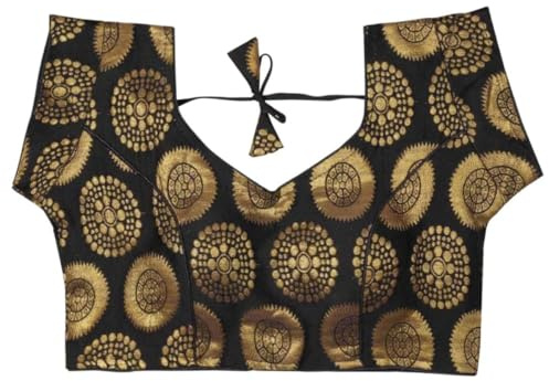 IMTRA FASHION Women's Saree Blouse Woven Brocade Crop Top Choli Ethnic Blouses Black