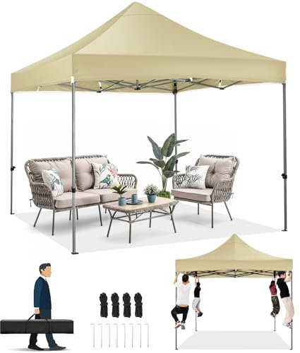 COBIZI Tenda da Festa 3x3M Heavy Duty Pop up Canopy Senza Pareti Laterali, Altezza Regolabile, Facile da Montare, UPF 50+, Impermeabile per Tutte le Condizioni Meteorologiche, con Borsa a Manico