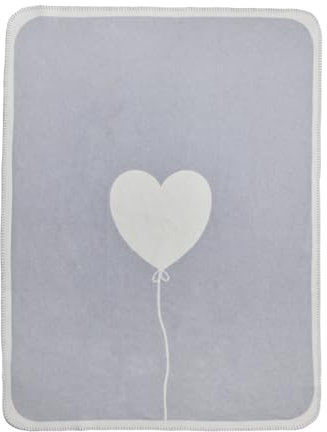 TRE-Pini Babydecke | 100% Bio Baumwolle/GOTS | mit Namen - Geburtsgeschenk für Mädchen & Junge | Motiv Herz Ballon,