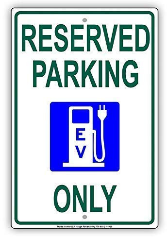 Biopracess Reserved Parking Ev Electrical Vehicle Only Charging Station Warning Caution Notice Sign Vintage Metal Sign 8x12 inches