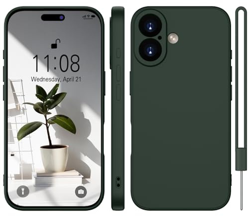 WXX für iPhone 16 Hülle Silikon Case 6.1'' Grün | Handyhülle für iPhone 16 Dünn Slim mit Microfiber,Kratzfeste Rundumschutz Case Hülle