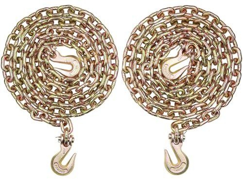 VEVOR G80 Transport Binder Chain, 3/8 x 10.3' 2-Pack Tow Chain with Clevis Grab Hooks, 7100 lbs Safe Working Load, Heavy Duty Logging Chain for Transporting Towing Truck Tie Down Binding Equipment