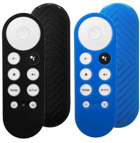 Funda de Control Remoto de 2 Piezas para Google TV - Funda de Silicona Ligera a Prueba de Golpes (Schwarz+Königsblau)