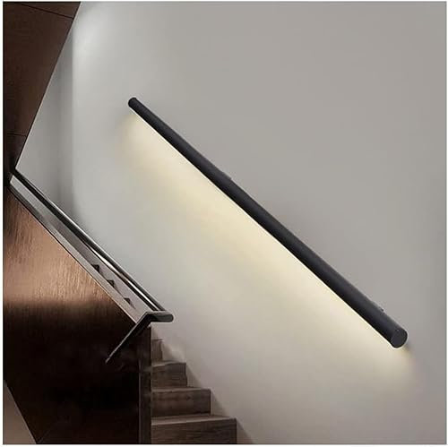 Pasamanos de Aluminio LED - Pasamanos de Escalera con luz - Aplique de Pared Largo - Barandilla de barandilla de Luces para Escalera de Cubierta Interior y Exterior, Negro, 19,7/0,5 m