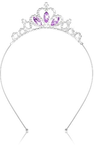 AUZUO Diadème de princesse en cristal violet - Concours de beauté, accessoires pour cheveux - Anniversaire, mariage, Halloween, fête de Noël