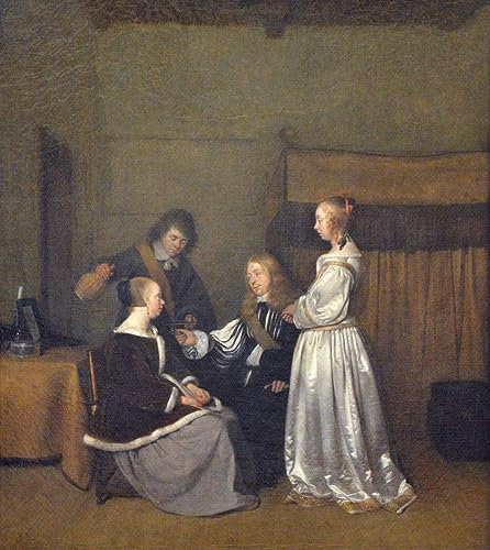 ARToPHIIU Kunstdruck Leinwand Leinwand Wand Kunst Malerei Wandkunst Gespräch Galante von Gerard Ter Borch Grafti Leinwanddruck für Wanddekoration 60x90cm