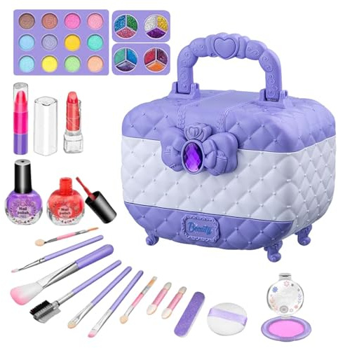 Kinderschminke Set Mädchen, Schminkkoffer Mädchen, Waschbar Schminke Kinder Makeup Set, Kinder Schminkkoffer Dchen Spielzeug, Weihnachts Geburtstags Geschenke Für Mädchen