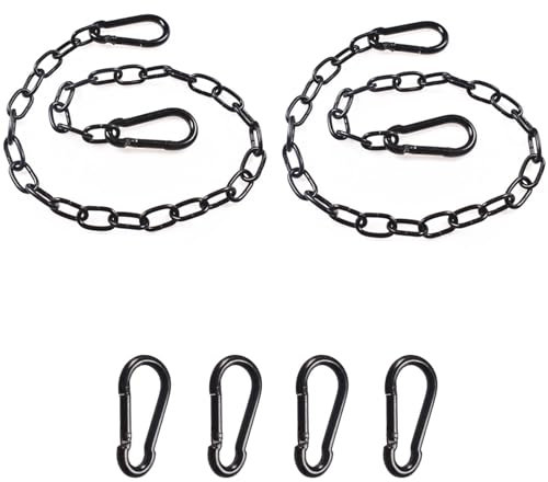 Set di 6 catene a maglie nere, catena da 500 mm, con moschettone per appendere gabbie per uccelli, vasi da fiori, cancelli da giardino, robusti e durevoli