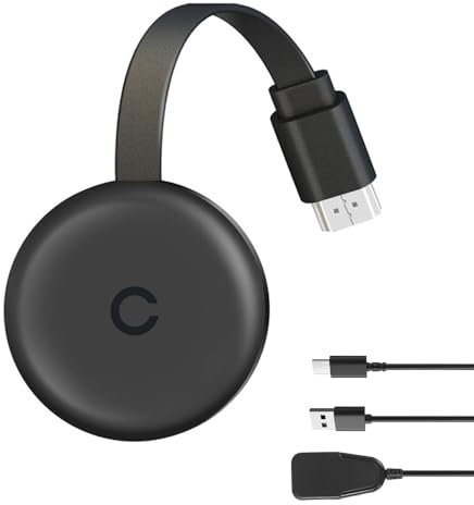 SGZIOO Chromecast Device for TV, 1080P Portable Chrome Cast, 2.4/5GHz Miracast Dongle, for Window, Mac, Android, iOS, Miracast, DLNA, Airplay, HDTV, Monitor, Projector, Smartphone, Laptop, PC, iPad