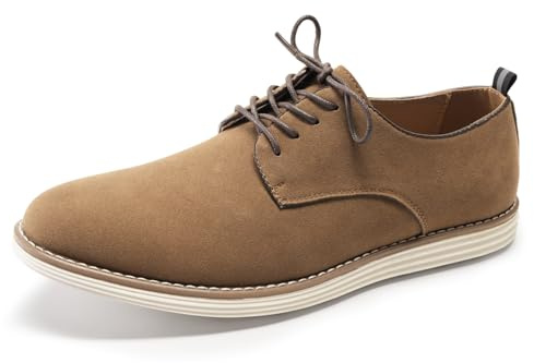 Allthemen Herrskor med snörning i mocka läder Derby Brogue klassiska formella loafers, Brun, 42.5 EU