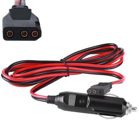 12V CB Power Cord 3 Pin Plug Cable Car Cigarette Lighter Plug with 3 Pin Socket for Cobra Galaxy Uniden Midland President MC Kinley President Walker