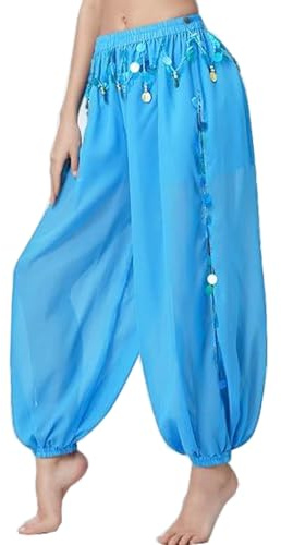 ZUYPSK Frauen Pailletten Bauchtanz Lange Hosen Indien Arabischen Bühne Leistung Münzen Harem Haremshose Glitzer Kostüm Party