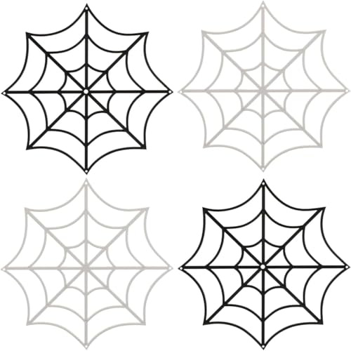 12 telarañas decorativas de Halloween, tela de araña falsa de 8 pulgadas con cuerda negra, accesorios de plástico, decoración de pared al aire libre para decoración colgante de fiesta de Halloween