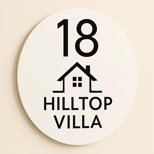 Numeri Civici Moderni Personalizzati Per Pareti Esterne, Targhetta In Acrilico Personalizzata Con Nome Della Via Per Giardino, Cortile, Casa, Regalo Per Inaugurazione Della Casa(White-Black)