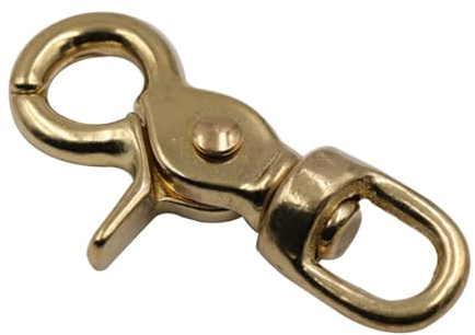 DECOMELODY Ovaler Messing Karabinerhaken 11mm für Riemen und Lederarbeiten | Goldfarben, Extra Sichere Federklappe, Schnelles Verbinden und Lösen für Flache Kordeln Sowie Gurtband