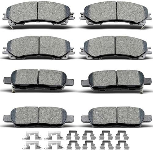 D1736 D905 Front Rear Ceramic Brake Pads With Clips for Infiniti Q50/Q60/QX50, Nissan Rogue
