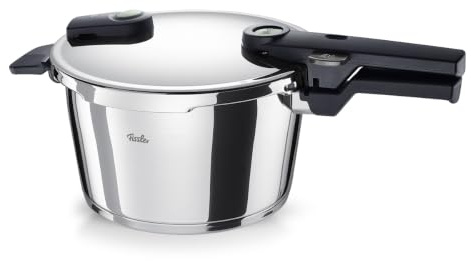 Fissler Vitaquick® Elemental Autocuiseur 4,5 L (Ø 22 cm) Vert sauge – Fabriqué en Allemagne, 2 niveaux de cuisson, économie d'énergie, fond super thermique, induction