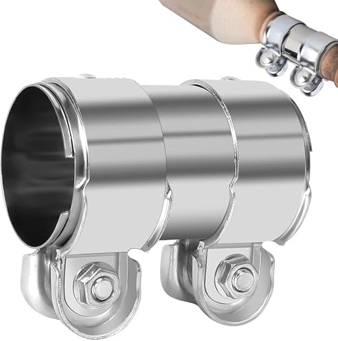 Abrazadera del Tubo de Escape, 70 x 125mm Abrazadera Universal para tubo de Escape de Acero Inoxidable, Conector de Tubo de escape Doble, Plata