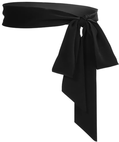 GLEAVI Cinturón Cómodo de Faja para Mujer en Chiffon Negro Diseño Elegante Costuras para Vestidos y Batas Formales
