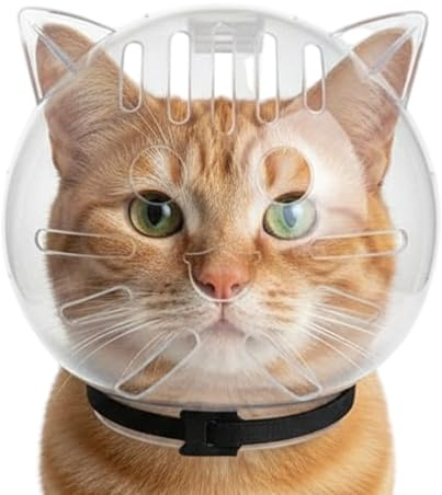 Maulkorb für Katzen – 13,5 cm transparenter und atmungsaktiver Kopfschutz | Anti-Biss- und Kratzfester Maulkorb in Kugelform, zum Baden, Verlust, für Nägel, Schneiden, Duschen, Training