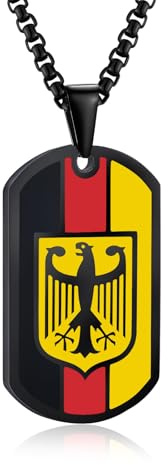 Deutschland Kette Adler Herren Halskette - 316L Edelstahl Deutscher Adler Anhänger mit Schwarz 60cm Länge Kette, Herrenschmuck Bundesadler Halskette Deutschland Fanartikel Geschenke für Männer