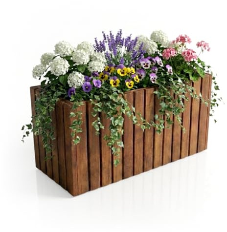 Mega Holz Pflanzkübel rechteckig aus imprägnierter Kiefer TAVO55 inkl. Einsatz - Blumenkasten Holz wetterfest für Indoor & Outdoor - Pflanzkasten für Balkon, Garten & Terrasse - 99x37x55 cm