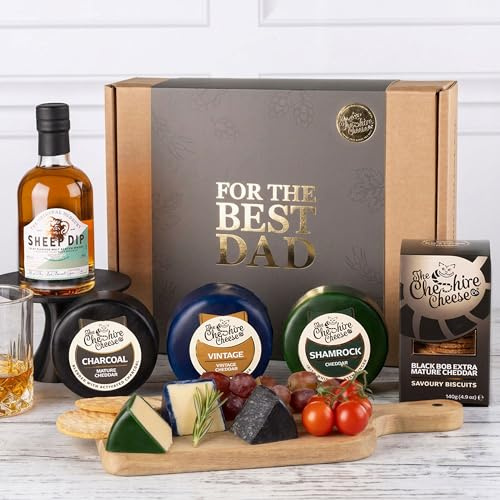 Whisky Gift Set for Fathers Day | Whiskey Cheese, Biscuits & Malt Whisky Gift for men | Includes 20cl bottle of Sheep Dip Islay Malt Whisky | Fathers Day Hampers for Dad