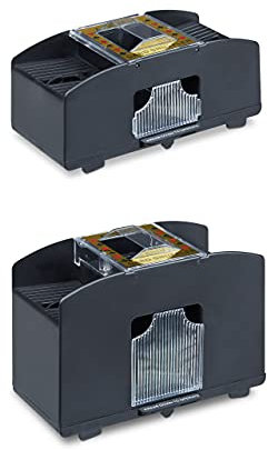 Relaxdays Doppio Set Mescola Carte Automatico, Card Shuffler per 2 & 4 Mazzi, Accessori da Goco, Poker, Burraco, Scala Quaranta