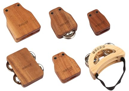 yueko GK Serie Cajon Kistentrommel Companions Set inkl. Kastagnetten Jingle Bells Fuß Tamburin Percussion Instrumente Cajon Companions