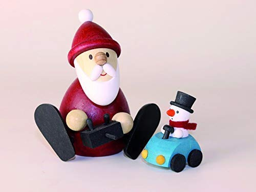 Holzfigur Weihnachtsmann mit Auto HxB 8,3x8,5cm NEU Seiffen Erzgebirge Dekoration Holzfiguren Weihnachten Fensterschmuck Spielzeug Deko Weihnachtsfigur