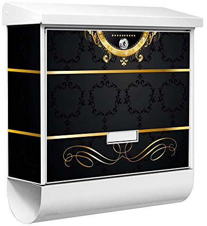 banjado® Burgwächter Briefkasten Weiß 38x39x12cm mit Motiv VIP/Briefkasten mit Zeitungsfach/Briefkasten mit Zeitungsrolle/Postkasten inkl. Montagematerial & 2 Schlüsseln
