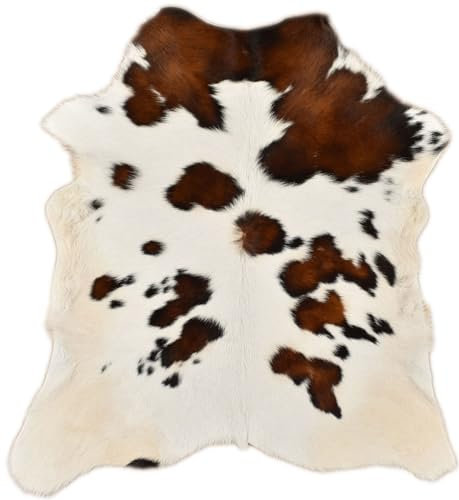generisch KALBFELL MINI KUHFELL Tricolor BRAUN Weiss Natur CA. 80 x 70 cm DEKO Fell VON KUHFELLE ONLINE