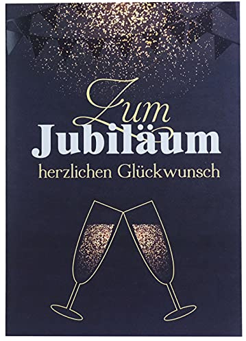Jubiläumskarte A5 – Glückwunschkarte zum Jubiläum mit Umschlag | A5 Jubiläumskarte für Firmenjubiläum, Unternehmensjubiläum, Hochzeitstag & Verein – Dunkelblau Gold, Made in Germany