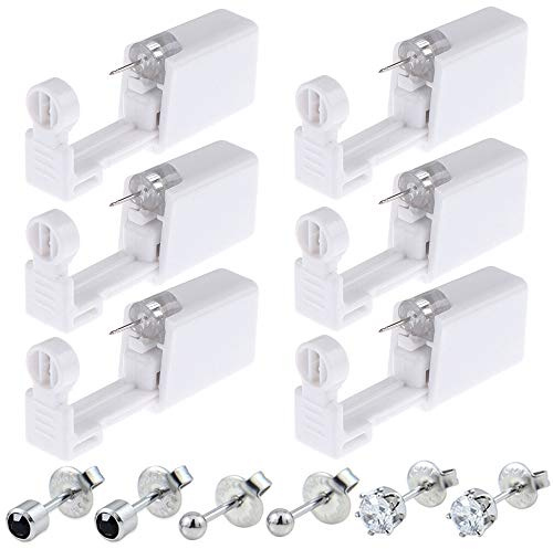 prgislew Ear Piercing Gun Kit 18Pcs Disposable Ear Piercing Kit Including Self Ear Piercing Gun with Built-in Earrings Stud Clean Tools for Ear Cartilage Tragus Helix Piercing Kit