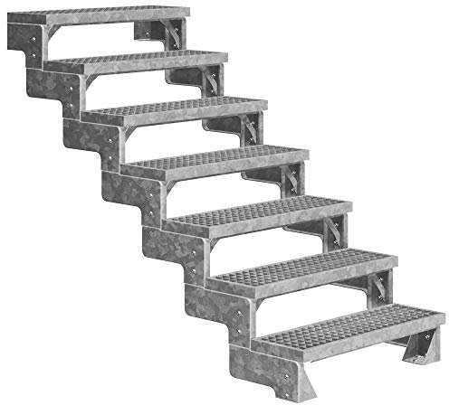 DOLLE Außentreppe Gardentop 7 Stufen Geschosshöhe 126-154 cm Gitterroststufen 100 cm
