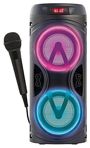 Lexibook IParty Enceinte Bluetooth iParty, avec Effets Lumineux et Prise Micro, Batterie Rechargeable, Noir, K8220