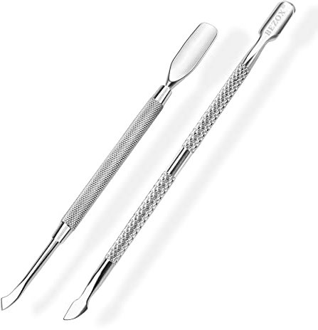 BEZOX 2 PCS Nagelhautschieber, 2 in 1 Profi Nagelschieber Spatel Pusher - Edelstahl Metallspatel Cuticle Pusher für Maniküre, Pediküre