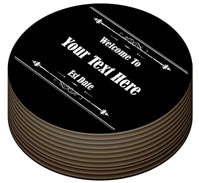 Personalised Beer Mats Pack of 24 - Absorbent Recyclable Round Cardboard Drink Mat Coaster - Accessories for Home Bars Pubs - CO-CARD-RA815-24-R - ADD YOUR TEXT