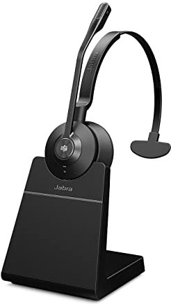 Jabra Engage 55 Mono Wireless Headset with DECT Adapter and Charging Stand - Noise-Cancelling Mic, Extensive Range — Certified for Google Meet and Zoom, Works with All Other Leading Platforms - Black