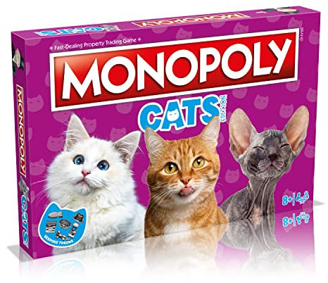 Winning Moves Cats Monopoly Board Game, Buy 22 of our cats favourite places to nap and trade your way to success, great gift for ages 8 plus
