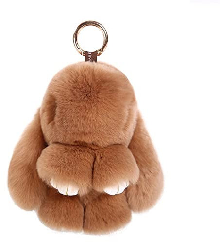TangDao Plüsch Hase Schlüsselanhänger Süße Flaumige Anhänger Für Auto Handtasche Taschen (Khaki)