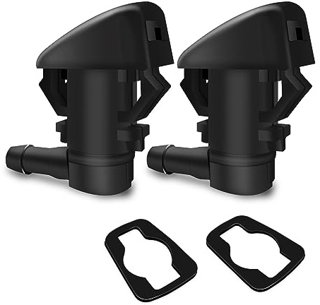 DWARFOO 2 PCS Front Windshield Washer Nozzles, Front Windshield Washer Nozzle Wiper Spray Kit Suitable for Jeep, Replaces OEM: #55157323AA, 55157352AA, 55372143AB, 68260443AA, 55079049AA, 15247800