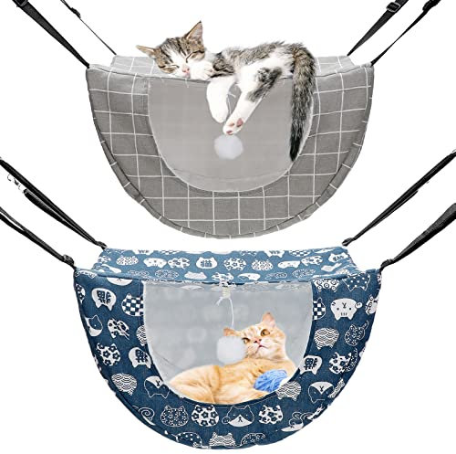 Unittype 2 Pieces Cat Cage Hammock Hanging Pet Bed, 2 Styles, Plaid
