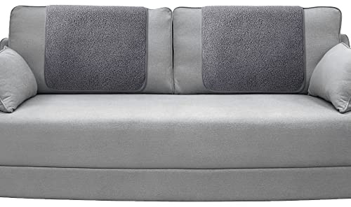 Frienda 2 Pieces Recliner Headrest Covers Sofa Headrest Protector Sherpa for Recliner Chair Couch Furniture Non Slip for Living Room(Gray)