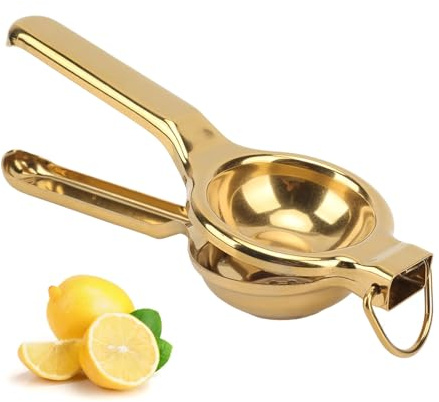 Zitronenpresse Edelstahl Orange Limette Zitruspresse Zum Auspressen von Zitronen Limetten Zitruspresse (Gold)